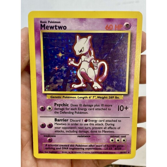 Mewtwo Pokémon Trading Card Game Base Set 1999 Holo Rare #10/102 Vintage - Picture 1 of 2